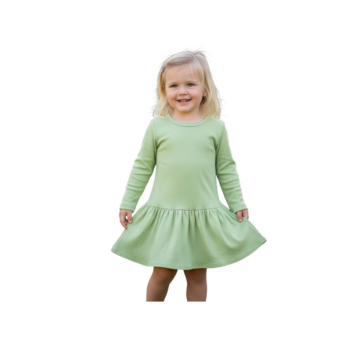 MONAG Girls Long Sleeve Pleated Waist Dress