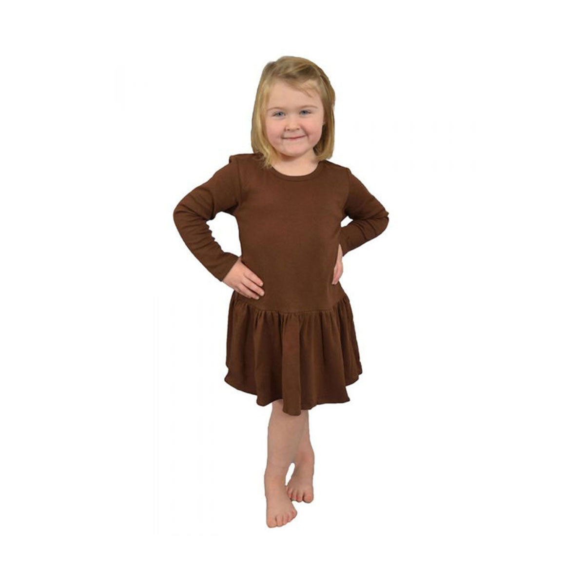 MONAG Girls Long Sleeve Pleated Waist Dress