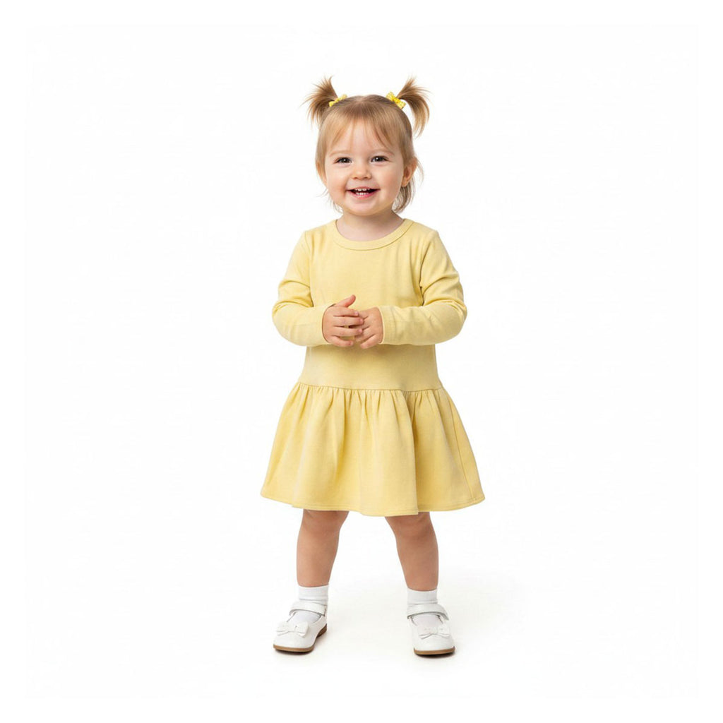 MONAG Girls Long Sleeve Pleated Waist Dress