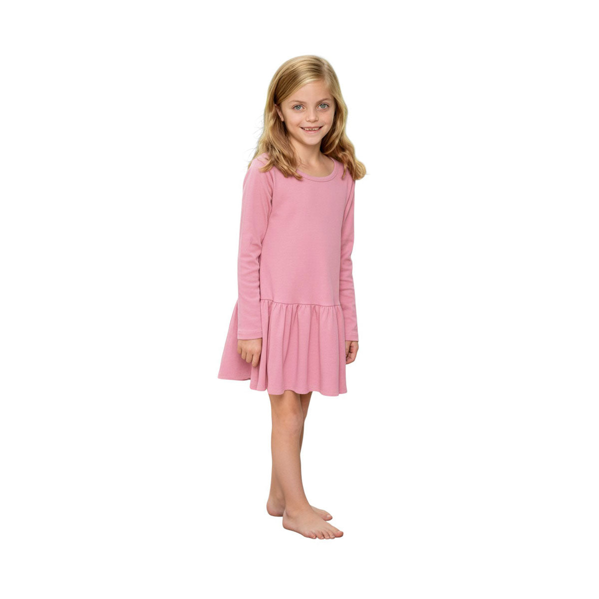 MONAG Girls Long Sleeve Pleated Waist Dress