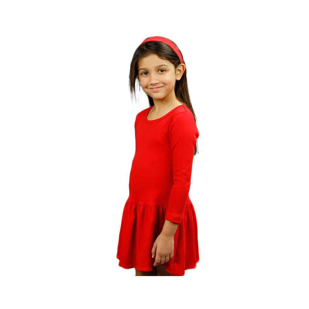 MONAG Girls Long Sleeve Pleated Waist Dress